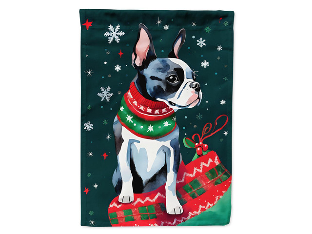 Caroline's Treasures DAC3389GF Boston Terrier Christmas Garden Flag Mailbox Flag Decorative Yard Flag Banner Outside Patio Artwork Yard Flower...