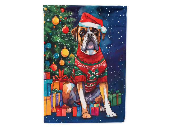 Caroline's Treasures DAC3393CHF Boxer Christmas House Flag Large Porch Sleeve Pole Decorative Outside Yard Banner Artwork Wall Hanging, Polyester,...