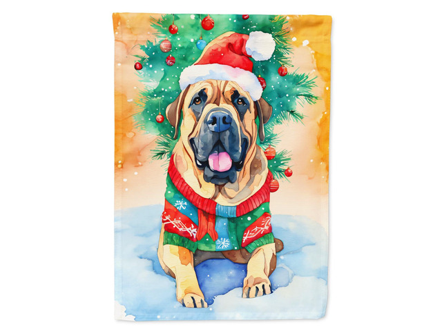 Caroline's Treasures DAC3400CHF Bullmastiff Christmas House Flag Large Porch Sleeve Pole Decorative Outside Yard Banner Artwork Wall Hanging,...