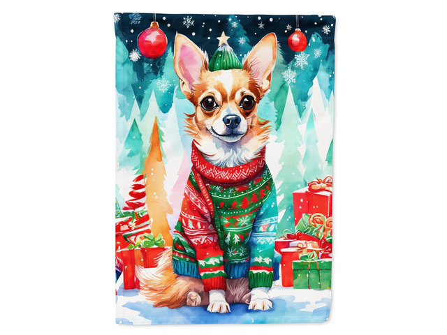Caroline's Treasures DAC3420CHF Chihuahua Christmas House Flag Large Porch Sleeve Pole Decorative Outside Yard Banner Artwork Wall Hanging,...