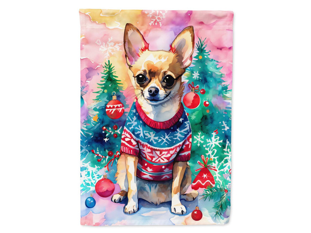 Caroline's Treasures DAC3422CHF Chihuahua Christmas House Flag Large Porch Sleeve Pole Decorative Outside Yard Banner Artwork Wall Hanging,...