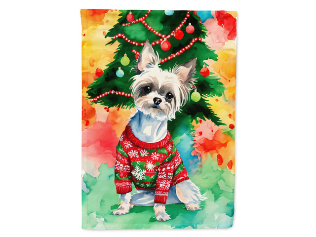 Caroline's Treasures DAC3423GF Chinese Crested Christmas Garden Flag Mailbox Flag Decorative Yard Flag Banner Outside Patio Artwork Yard Flower...