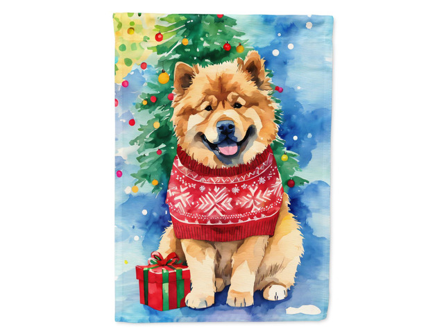 Caroline's Treasures DAC3426CHF Chow Chow Christmas House Flag Large Porch Sleeve Pole Decorative Outside Yard Banner Artwork Wall Hanging,...
