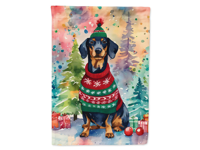 Caroline's Treasures DAC3432GF Dachshund Christmas Garden Flag Mailbox Flag Decorative Yard Flag Banner Outside Patio Artwork Yard Flower Beds,...