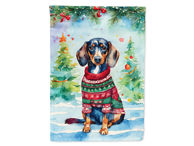 Caroline's Treasures DAC3435GF Dachshund Christmas Garden Flag Mailbox Flag Decorative Yard Flag Banner Outside Patio Artwork Yard Flower Beds,...