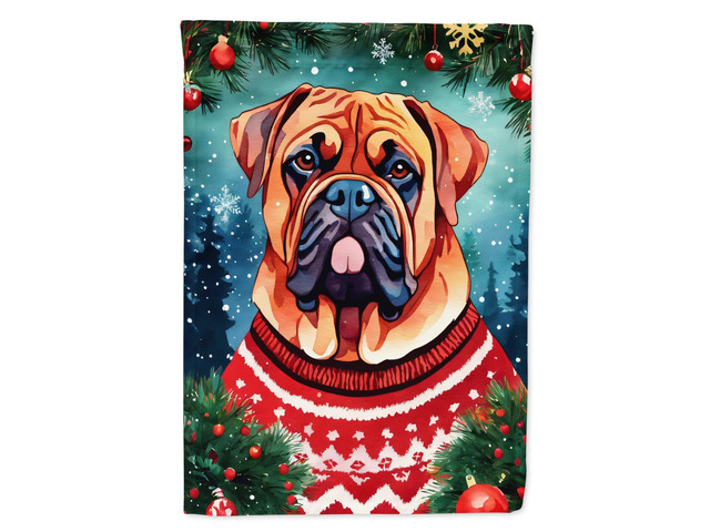 Caroline's Treasures DAC3441CHF Dogue de Bordeaux Christmas House Flag Large Porch Sleeve Pole Decorative Outside Yard Banner Artwork Wall Hanging,...