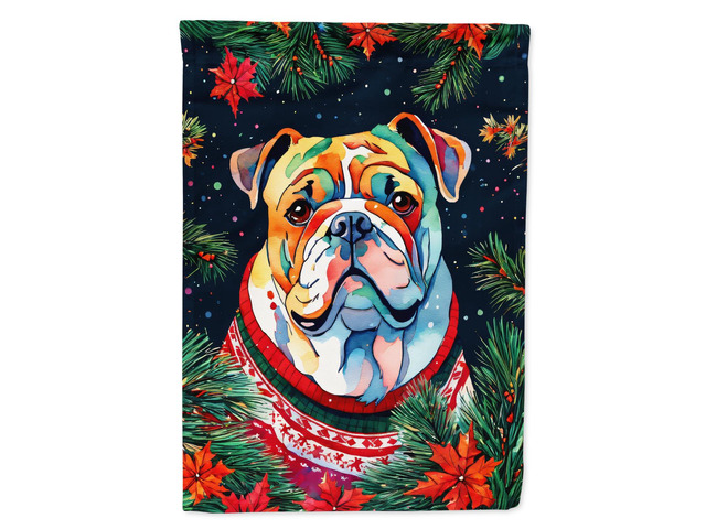 Caroline's Treasures DAC3445GF English Bulldog Christmas Garden Flag Mailbox Flag Decorative Yard Flag Banner Outside Patio Artwork Yard Flower...