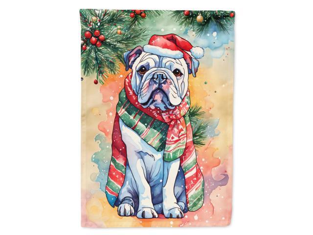 Caroline's Treasures DAC3446CHF English Bulldog Christmas House Flag Large Porch Sleeve Pole Decorative Outside Yard Banner Artwork Wall Hanging,...