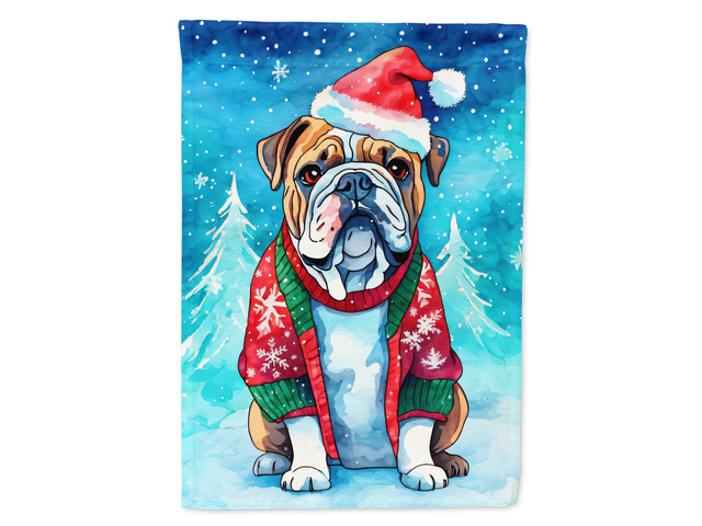 Caroline's Treasures DAC3447CHF English Bulldog Christmas House Flag Large Porch Sleeve Pole Decorative Outside Yard Banner Artwork Wall Hanging,...