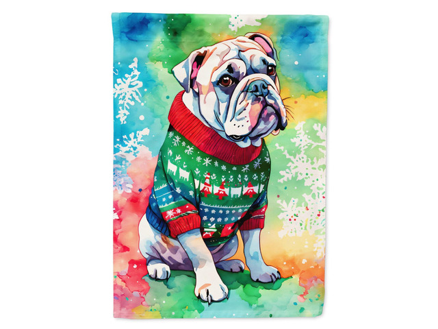 Caroline's Treasures DAC3448CHF English Bulldog Christmas House Flag Large Porch Sleeve Pole Decorative Outside Yard Banner Artwork Wall Hanging,...