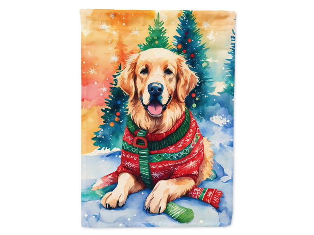Caroline's Treasures DAC3478GF Golden Retriever Christmas Garden Flag Mailbox Flag Decorative Yard Flag Banner Outside Patio Artwork Yard Flower...