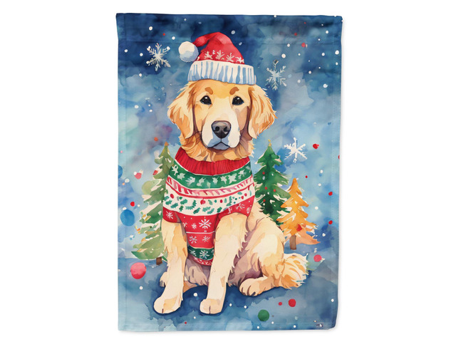 Caroline's Treasures DAC3480GF Golden Retriever Christmas Garden Flag Mailbox Flag Decorative Yard Flag Banner Outside Patio Artwork Yard Flower...