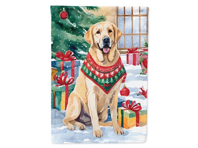 Caroline's Treasures DAC3507CHF Yellow Labrador Retriever Christmas House Flag Large Porch Sleeve Pole Decorative Outside Yard Banner Artwork Wall...