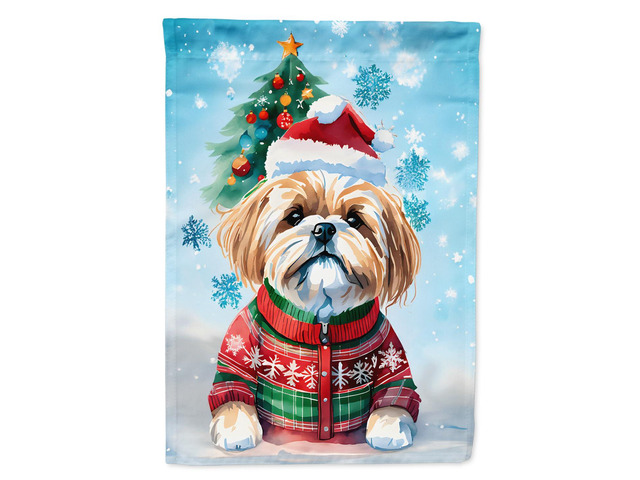 Caroline's Treasures DAC3516GF Lhasa Apso Christmas Garden Flag Mailbox Flag Decorative Yard Flag Banner Outside Patio Artwork Yard Flower Beds,...