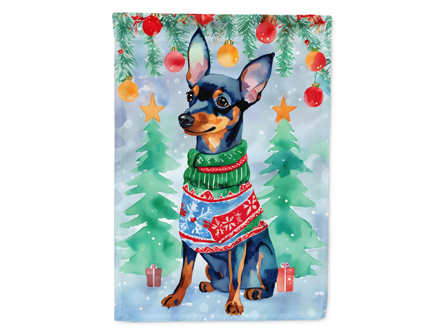 Caroline's Treasures DAC3525GF Miniature Pinscher Christmas Garden Flag Mailbox Flag Decorative Yard Flag Banner Outside Patio Artwork Yard Flower...