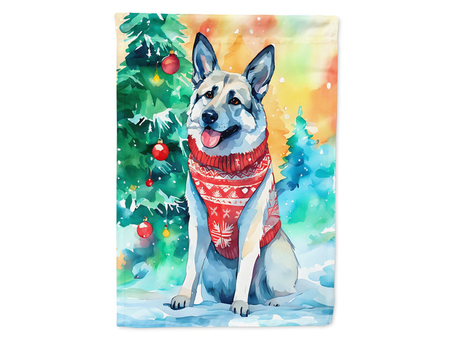 Caroline's Treasures DAC3541CHF Norwegian Elkhound Christmas House Flag Large Porch Sleeve Pole Decorative Outside Yard Banner Artwork Wall...