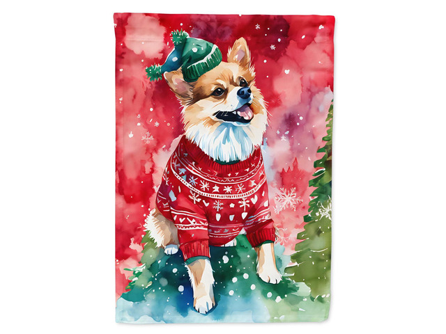 Caroline's Treasures DAC3561CHF Pomeranian Christmas House Flag Large Porch Sleeve Pole Decorative Outside Yard Banner Artwork Wall Hanging,...