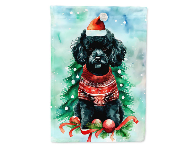 Caroline's Treasures DAC3573CHF Poodle Christmas House Flag Large Porch Sleeve Pole Decorative Outside Yard Banner Artwork Wall Hanging, Polyester,...