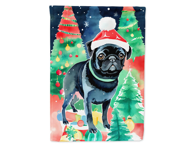 Caroline's Treasures DAC3589CHF Pug Christmas House Flag Large Porch Sleeve Pole Decorative Outside Yard Banner Artwork Wall Hanging, Polyester,...