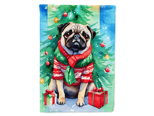 Caroline's Treasures DAC3594GF Pug Christmas Garden Flag Mailbox Flag Decorative Yard Flag Banner Outside Patio Artwork Yard Flower Beds, Garden...