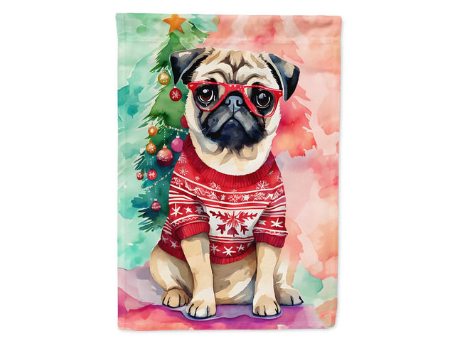 Caroline's Treasures DAC3597GF Pug Christmas Garden Flag Mailbox Flag Decorative Yard Flag Banner Outside Patio Artwork Yard Flower Beds, Garden...