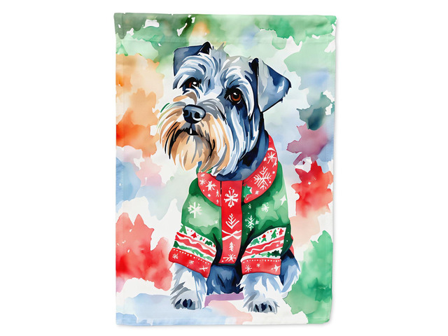 Caroline's Treasures DAC3629CHF Schnauzer Christmas House Flag Large Porch Sleeve Pole Decorative Outside Yard Banner Artwork Wall Hanging,...
