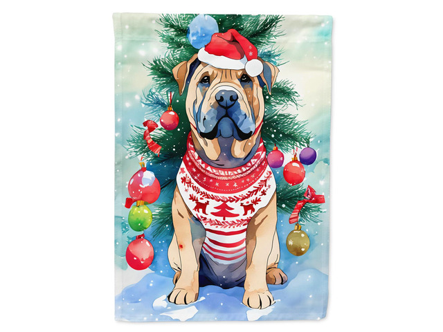 Caroline's Treasures DAC3644CHF Shar Pei Christmas House Flag Large Porch Sleeve Pole Decorative Outside Yard Banner Artwork Wall Hanging,...