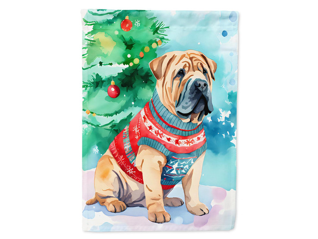 Caroline's Treasures DAC3646CHF Shar Pei Christmas House Flag Large Porch Sleeve Pole Decorative Outside Yard Banner Artwork Wall Hanging,...