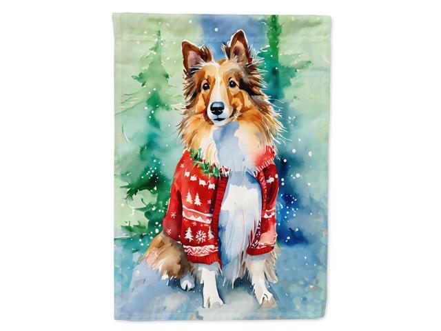 Caroline's Treasures DAC3650GF Sheltie Christmas Garden Flag Mailbox Flag Decorative Yard Flag Banner Outside Patio Artwork Yard Flower Beds,...