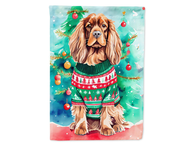 Caroline's Treasures DAC3665CHF Sussex Spaniel Christmas House Flag Large Porch Sleeve Pole Decorative Outside Yard Banner Artwork Wall Hanging,...