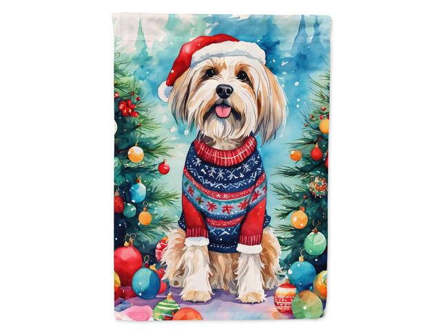 Caroline's Treasures DAC3673GF Tibetan Terrier Christmas Garden Flag Mailbox Flag Decorative Yard Flag Banner Outside Patio Artwork Yard Flower...