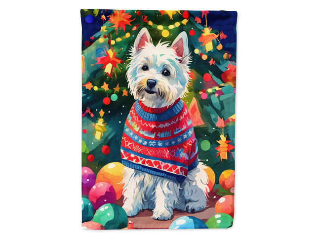 Caroline's Treasures DAC3687CHF Westie Christmas House Flag Large Porch Sleeve Pole Decorative Outside Yard Banner Artwork Wall Hanging, Polyester,...