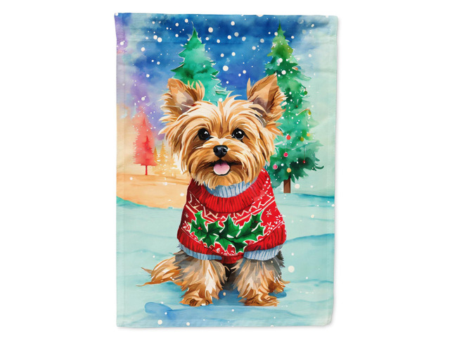 Caroline's Treasures DAC3696CHF Yorkshire Terrier Yorkie Christmas House Flag Large Porch Sleeve Pole Decorative Outside Yard Banner Artwork Wall...