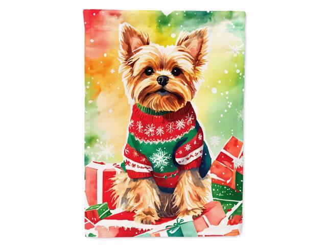 Caroline's Treasures DAC3701CHF Yorkshire Terrier Yorkie Christmas House Flag Large Porch Sleeve Pole Decorative Outside Yard Banner Artwork Wall...