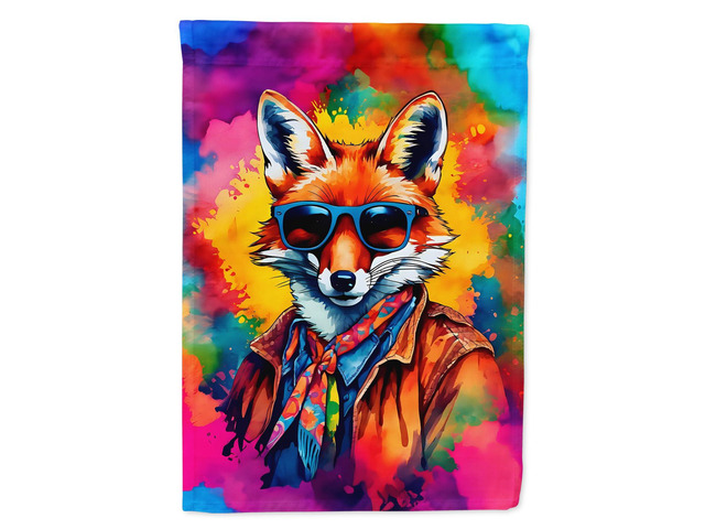 Caroline's Treasures Hippie Animal Fox House Flag Large Porch Sleeve Pole Decorative Outside Yard Banner Artwork Wall Hanging, Polyester, House...