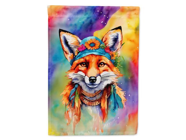 Caroline's Treasures Hippie Animal Fox Garden Flag Mailbox Flag Decorative Yard Flag Banner Outside Patio Artwork Yard Flower Beds, Garden Size,...