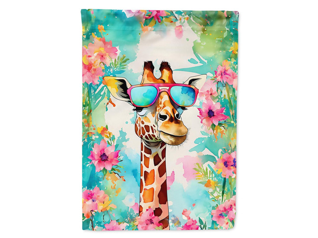 Caroline's Treasures Hippie Animal Giraffe House Flag Large Porch Sleeve Pole Decorative Outside Yard Banner Artwork Wall Hanging, Polyester, House...
