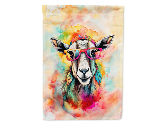 Caroline's Treasures Hippie Animal Goat House Flag Large Porch Sleeve Pole Decorative Outside Yard Banner Artwork Wall Hanging, Polyester, House...