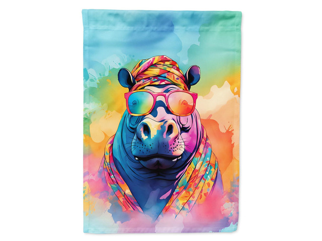 Caroline's Treasures Hippie Animal Hippopotamus Garden Flag Mailbox Flag Decorative Yard Flag Banner Outside Patio Artwork Yard Flower Beds, Garden...