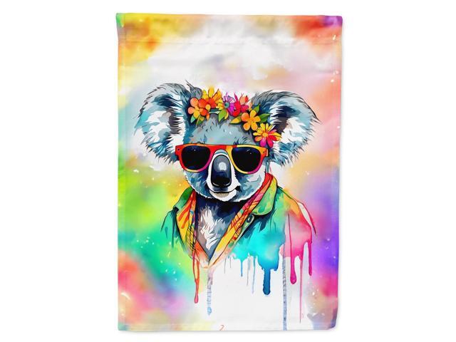 Caroline's Treasures Hippie Animal Koala House Flag Large Porch Sleeve Pole Decorative Outside Yard Banner Artwork Wall Hanging, Polyester, House...