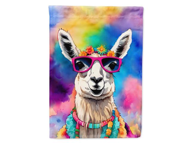 Caroline's Treasures Hippie Animal Llama House Flag Large Porch Sleeve Pole Decorative Outside Yard Banner Artwork Wall Hanging, Polyester, House...