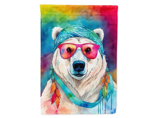 Caroline's Treasures Hippie Animal Polar Bear Garden Flag Mailbox Flag Decorative Yard Flag Banner Outside Patio Artwork Yard Flower Beds, Garden...