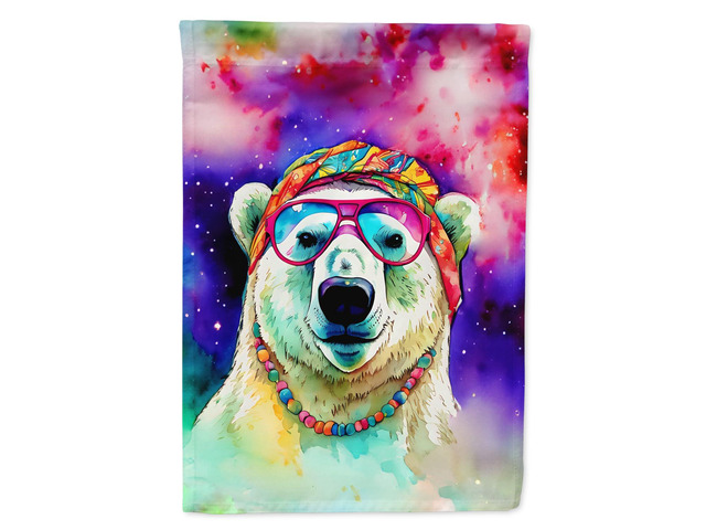 Caroline's Treasures Hippie Animal Polar Bear House Flag Large Porch Sleeve Pole Decorative Outside Yard Banner Artwork Wall Hanging, Polyester,...