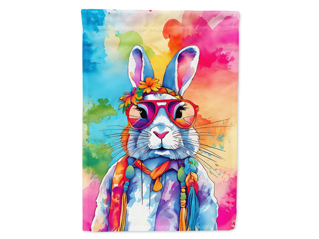 Caroline's Treasures Hippie Animal Rabbit Garden Flag Mailbox Flag Decorative Yard Flag Banner Outside Patio Artwork Yard Flower Beds, Garden Size,...