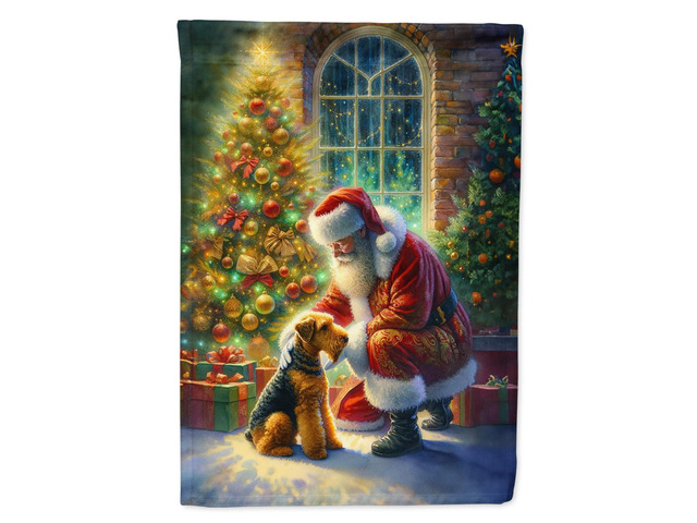 Caroline's Treasures DAC4055CHF Airedale Terrier and Santa Claus House Flag Large Porch Sleeve Pole Decorative Outside Yard Banner Artwork Wall...