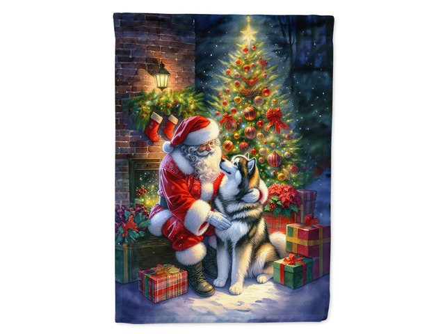 Caroline's Treasures DAC4057GF Alaskan Malamute and Santa Claus Garden Flag Mailbox Flag Decorative Yard Flag Banner Outside Patio Artwork Yard...
