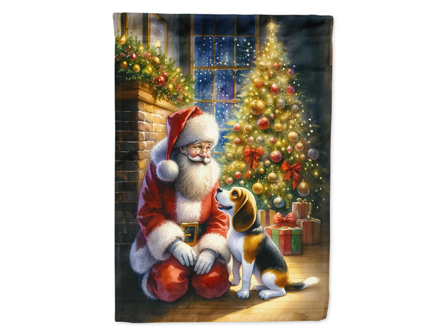 Caroline's Treasures DAC4064CHF Beagle and Santa Claus House Flag Large Porch Sleeve Pole Decorative Outside Yard Banner Artwork Wall Hanging,...