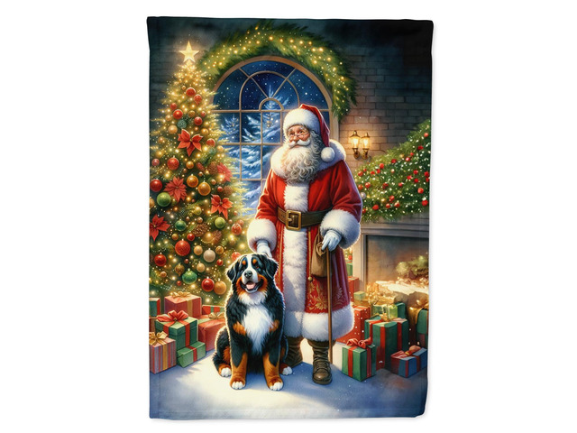 Caroline's Treasures DAC4070CHF Bernese Mountain Dog and Santa Claus House Flag Large Porch Sleeve Pole Decorative Outside Yard Banner Artwork Wall...