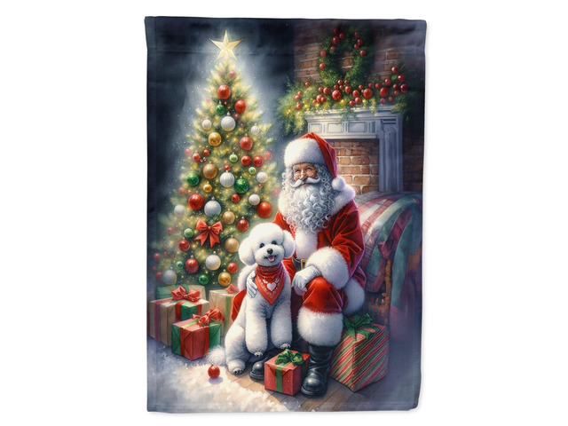 Caroline's Treasures DAC4072CHF Bichon Frise and Santa Claus House Flag Large Porch Sleeve Pole Decorative Outside Yard Banner Artwork Wall...