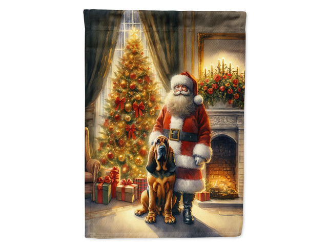 Caroline's Treasures DAC4073CHF Bloodhound and Santa Claus House Flag Large Porch Sleeve Pole Decorative Outside Yard Banner Artwork Wall Hanging,...